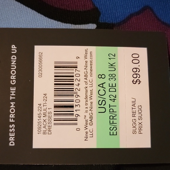 Nine West size 8 multi color ruched sheath dress with 3/4 sleeves NWT - Picture 2 of 6